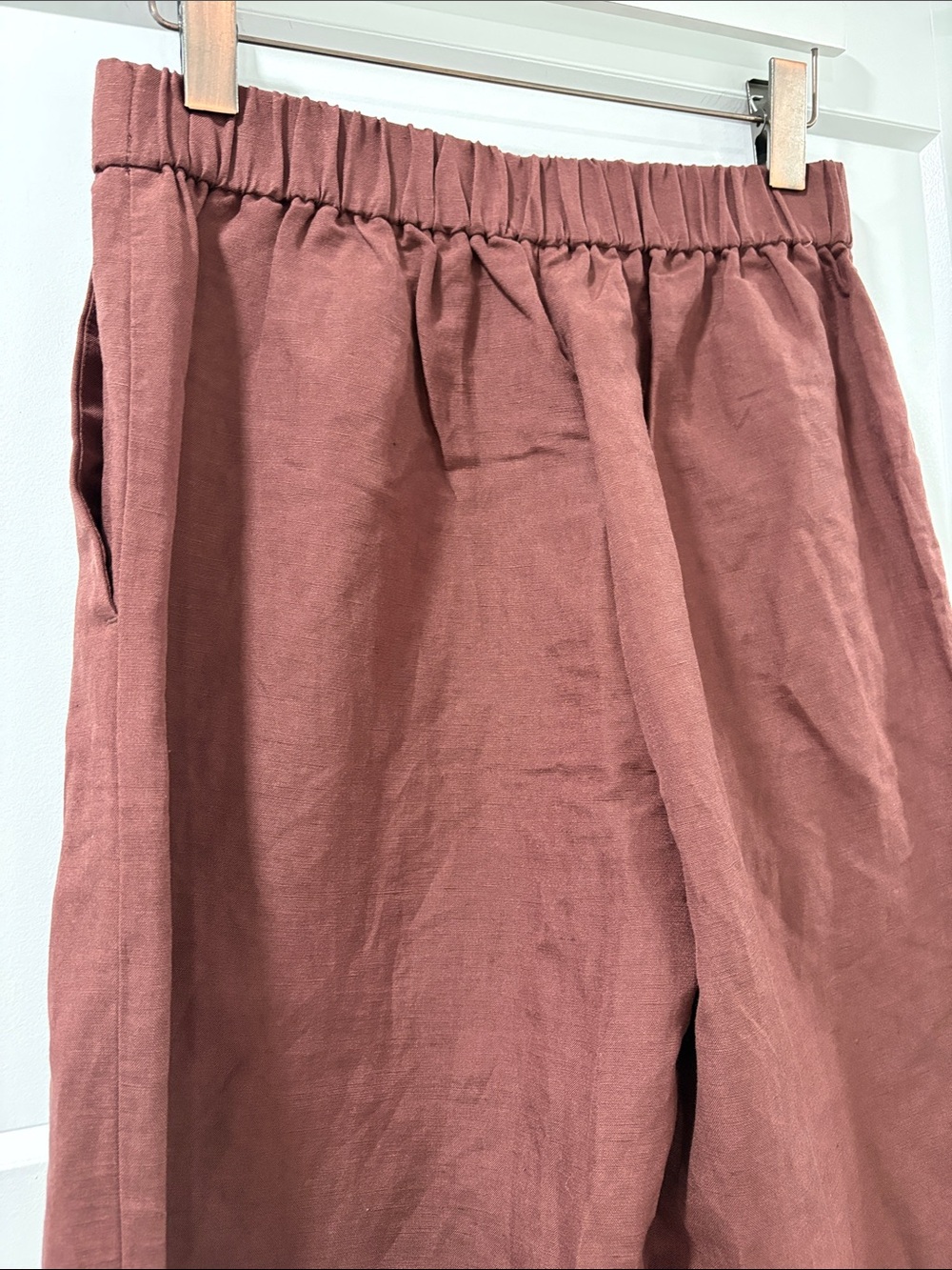 Ann Taylor Wide-Leg Pull On Linen Blend Pants in Dark Brown Size Small - Picture 8 of 10